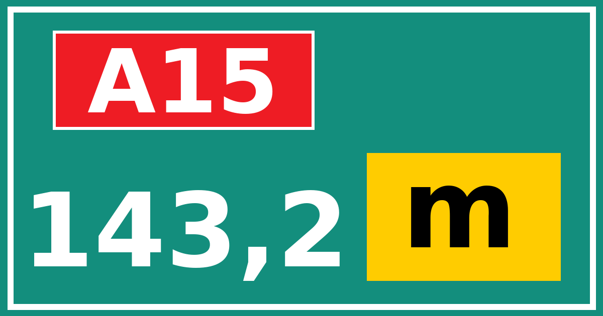 Hectometerbord A15 143,2 letter m