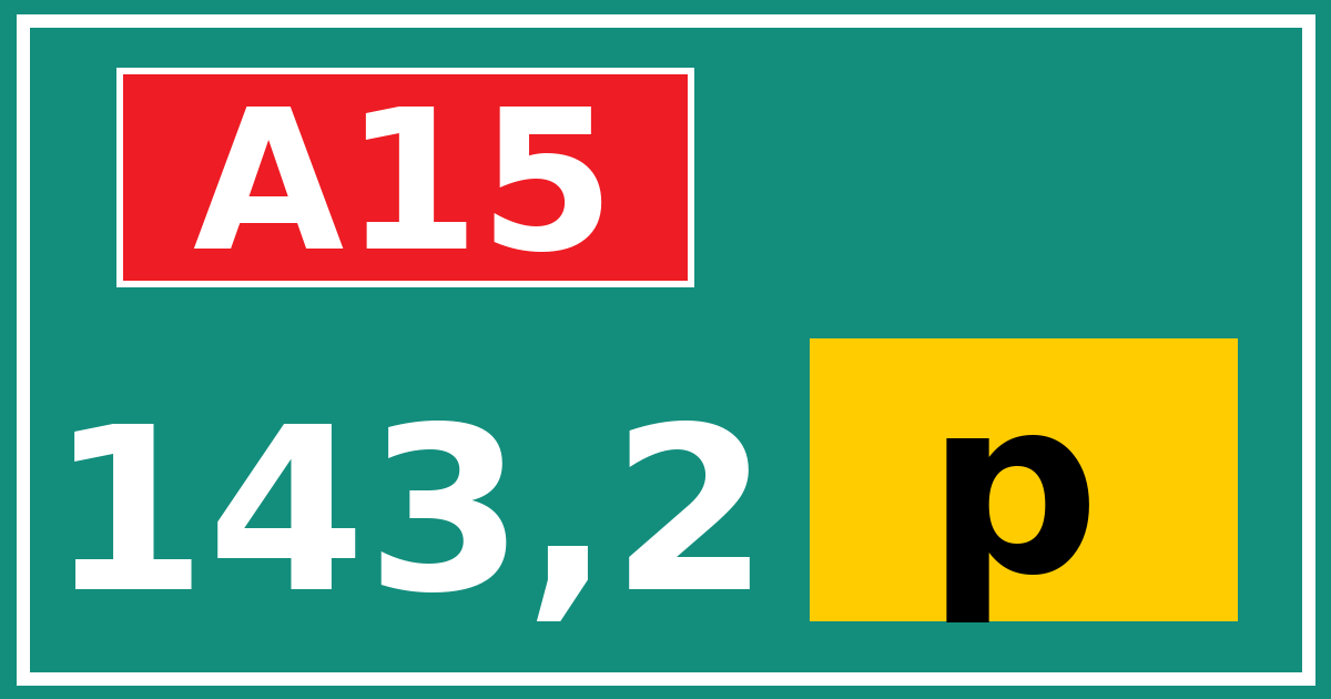 Hectometerbord A15 143,2 letter p