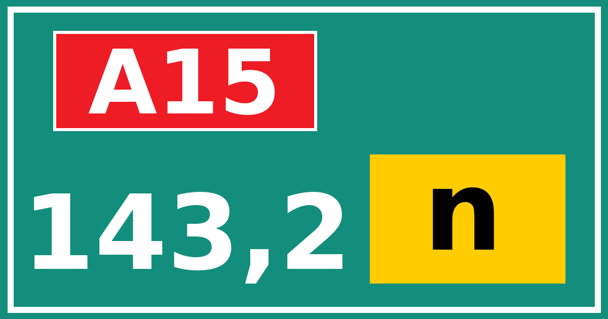 Hectometerbord A15 143,2 letter n