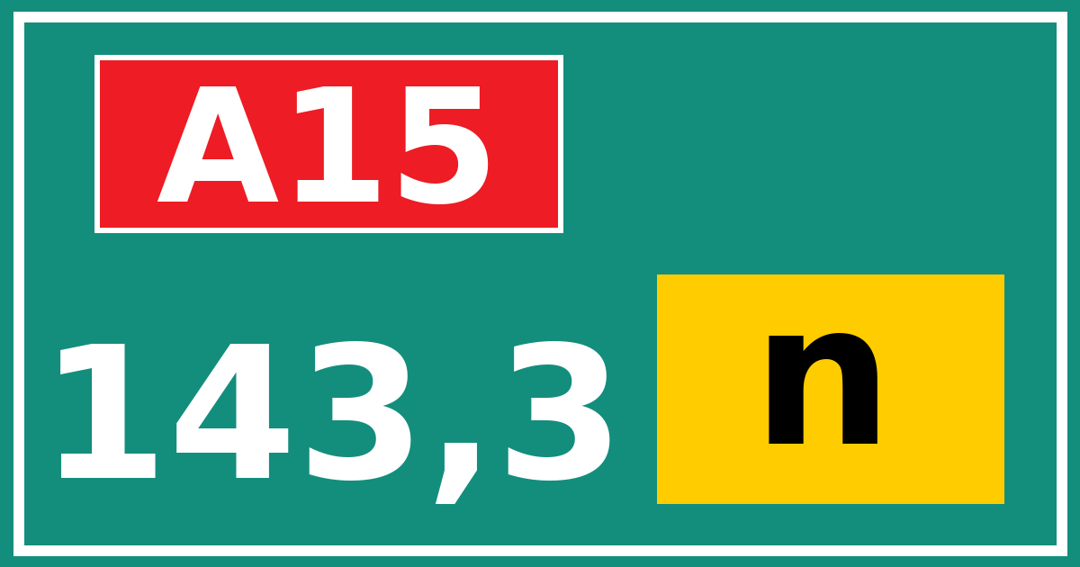 Hectometerbord A15 143,3 letter n