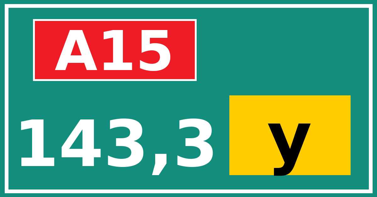 Hectometerbord A15 143,3 letter y