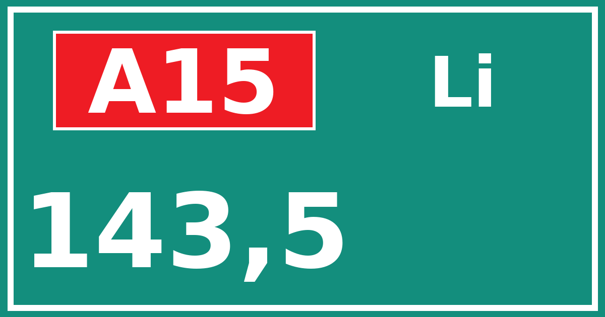 Hectometerbord A15 143,5 zijde Li