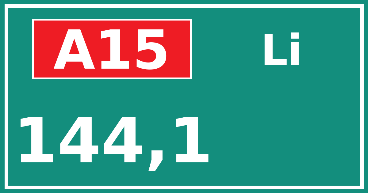 Hectometerbord A15 144,1 zijde Li