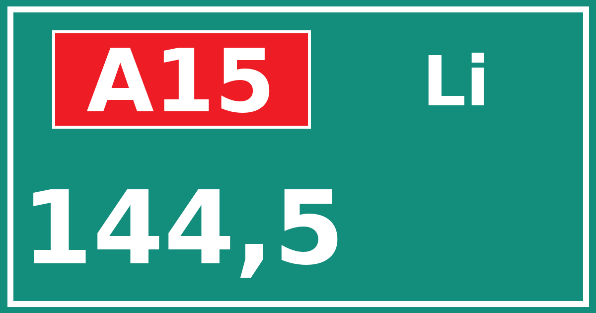Hectometerbord A15 144,5 zijde Li