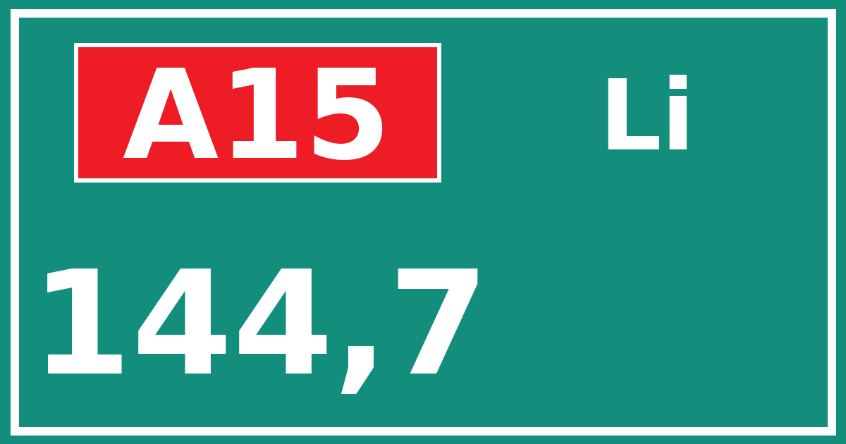 Hectometerbord A15 144,7 zijde Li