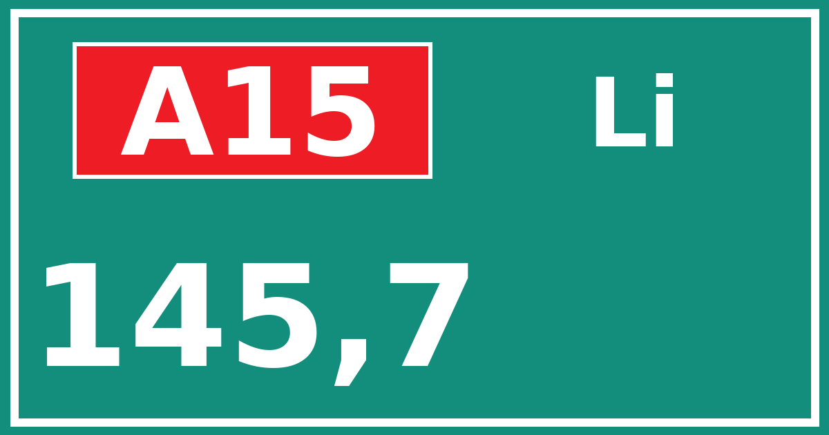 Hectometerbord A15 145,7 zijde Li