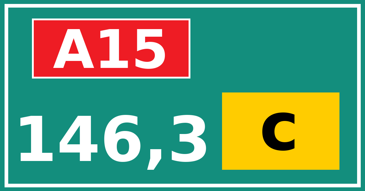 Hectometerbord A15 146,3 letter c