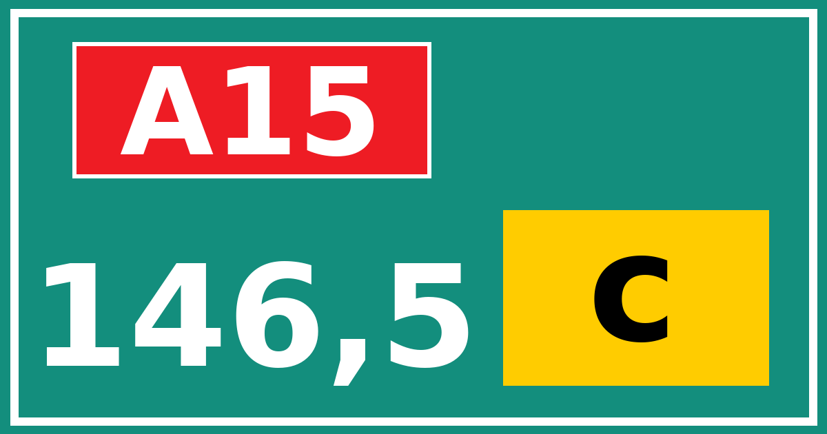 Hectometerbord A15 146,5 letter c