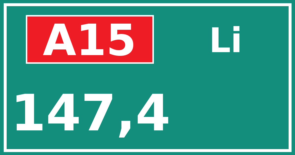 Hectometerbord A15 147,4 zijde Li