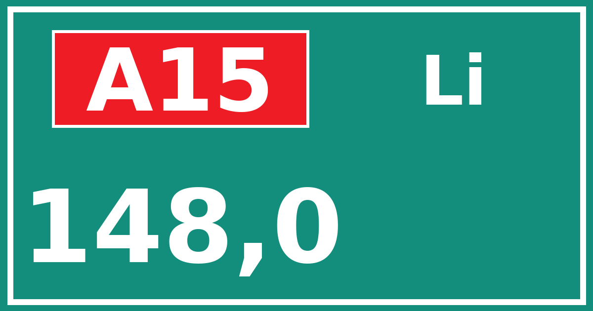Hectometerbord A15 148,0 zijde Li