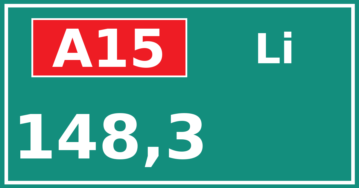 Hectometerbord A15 148,3 zijde Li