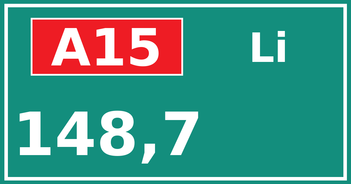 Hectometerbord A15 148,7 zijde Li