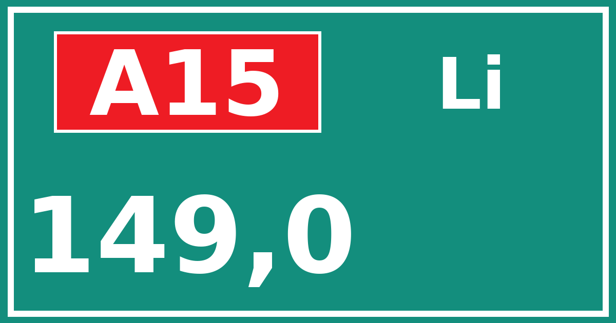 Hectometerbord A15 149,0 zijde Li