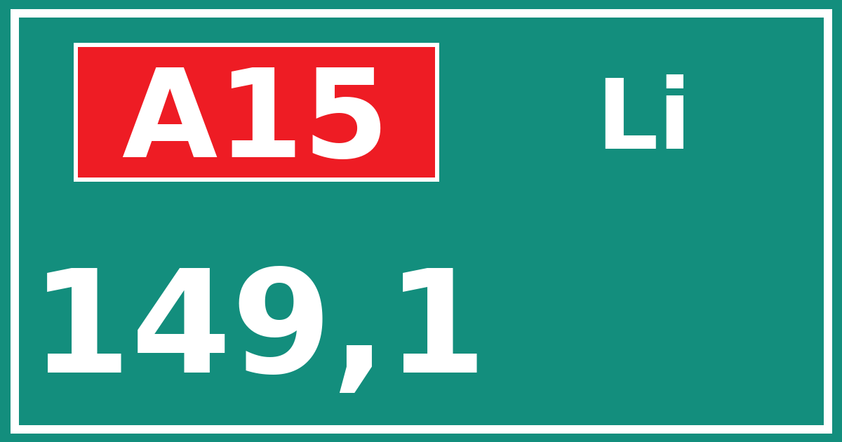 Hectometerbord A15 149,1 zijde Li