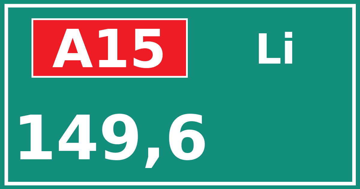 Hectometerbord A15 149,6 zijde Li
