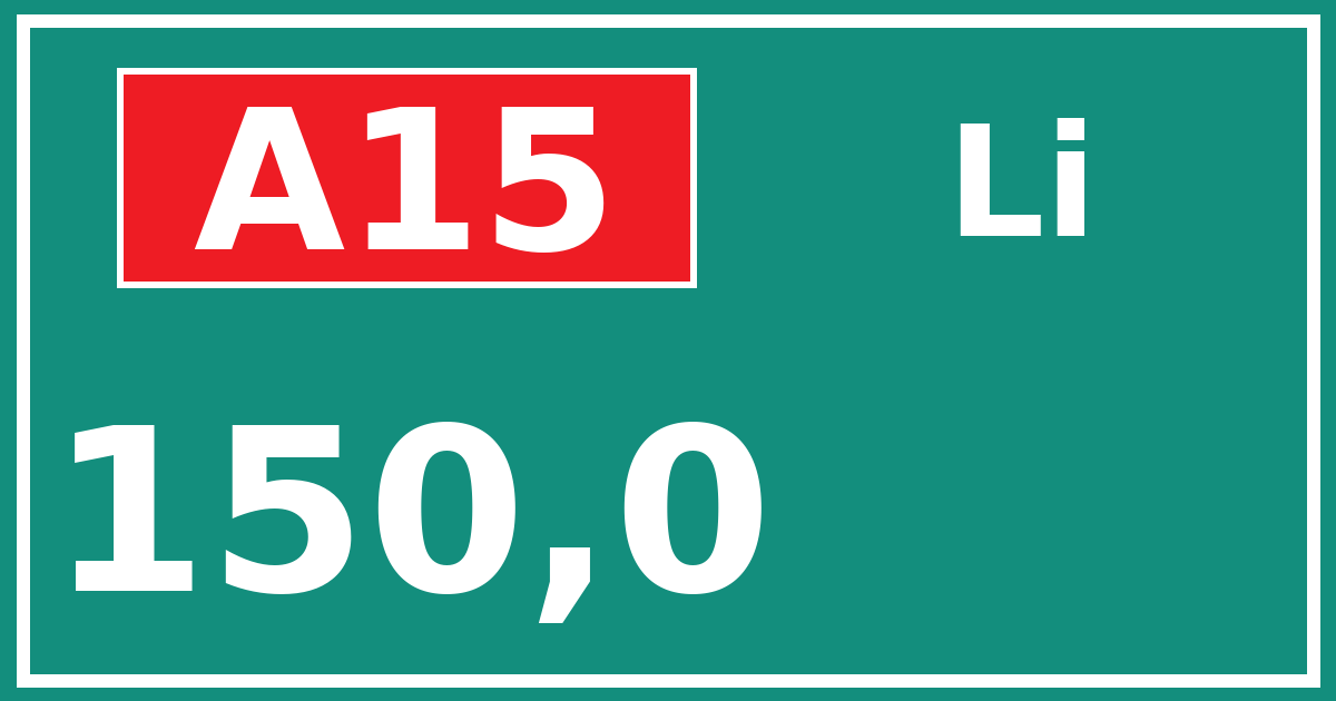 Hectometerbord A15 150,0 zijde Li