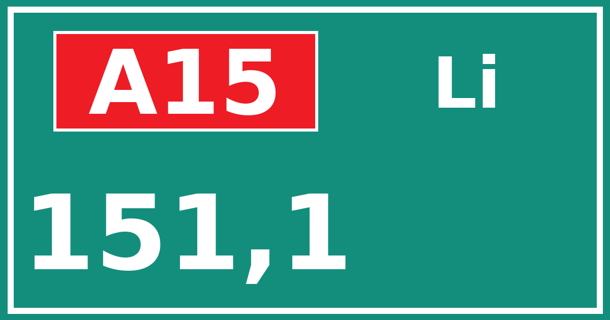 Hectometerbord A15 151,1 zijde Li