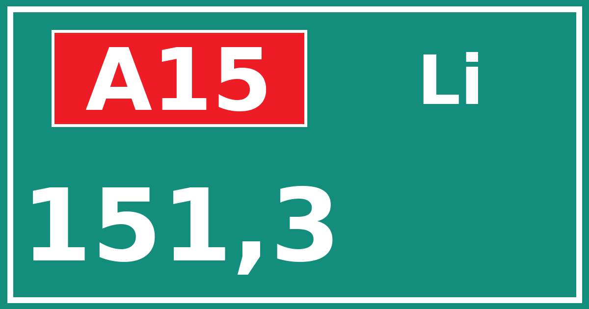 Hectometerbord A15 151,3 zijde Li