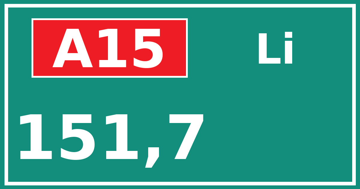 Hectometerbord A15 151,7 zijde Li
