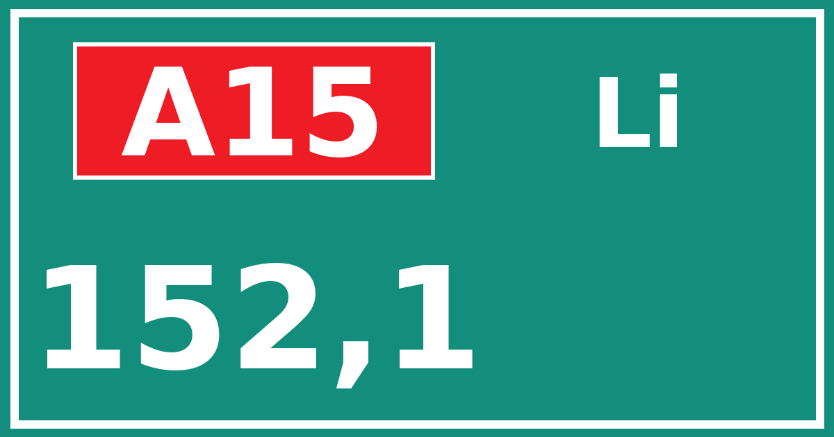 Hectometerbord A15 152,1 zijde Li