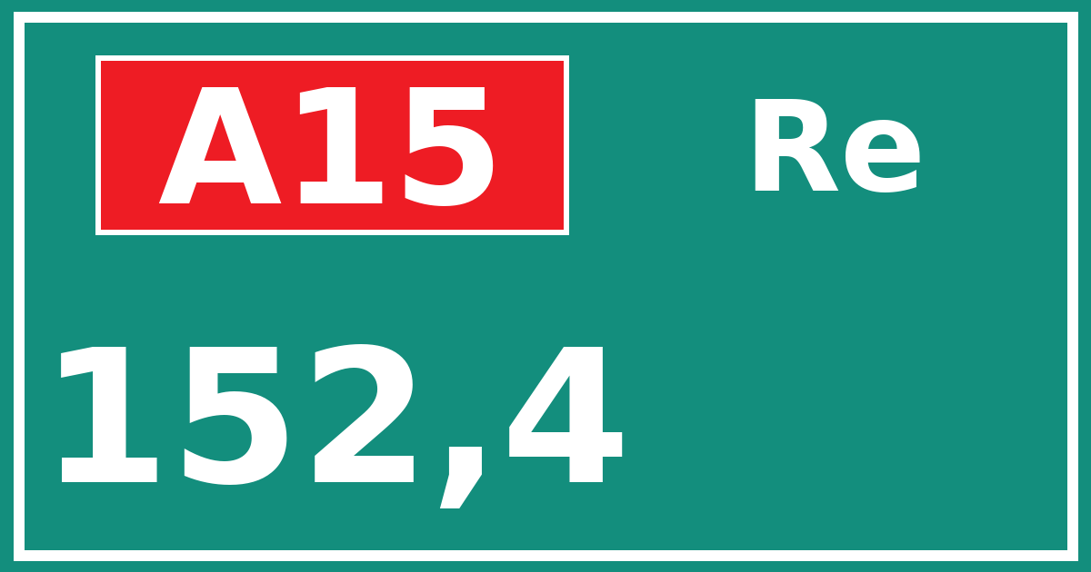 Hectometerbord A15 152,4 zijde Re