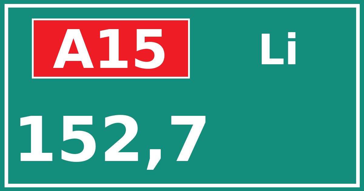 Hectometerbord A15 152,7 zijde Li