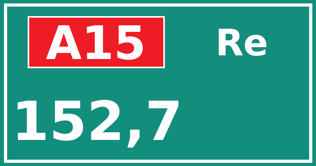 Hectometerbord A15 152,7 zijde Re