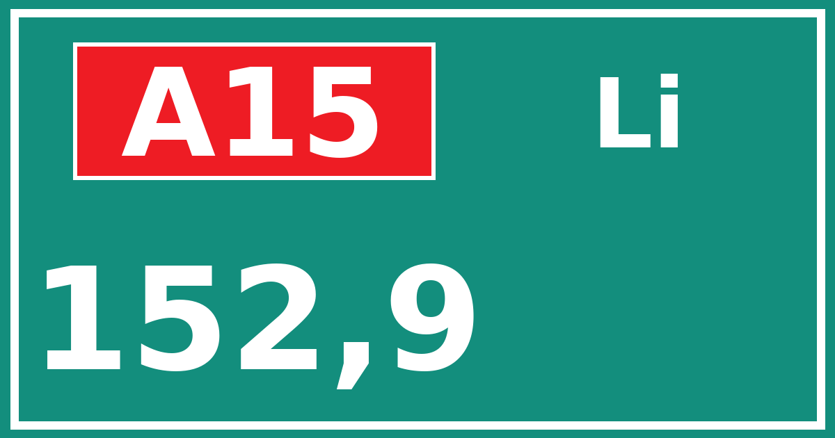 Hectometerbord A15 152,9 zijde Li