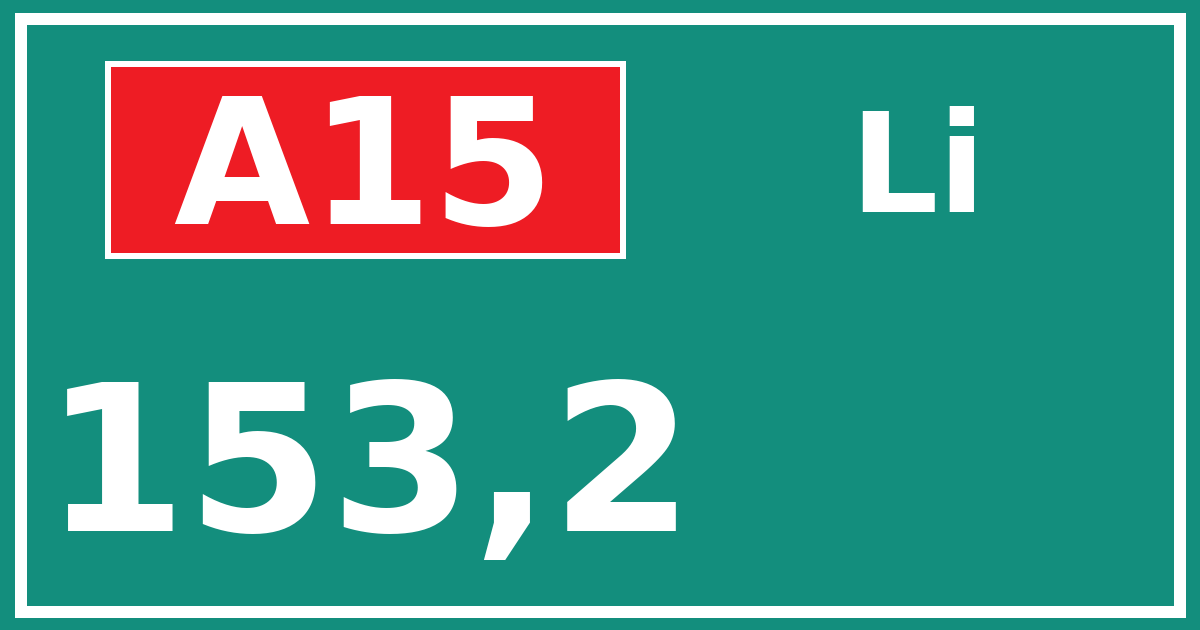 Hectometerbord A15 153,2 zijde Li