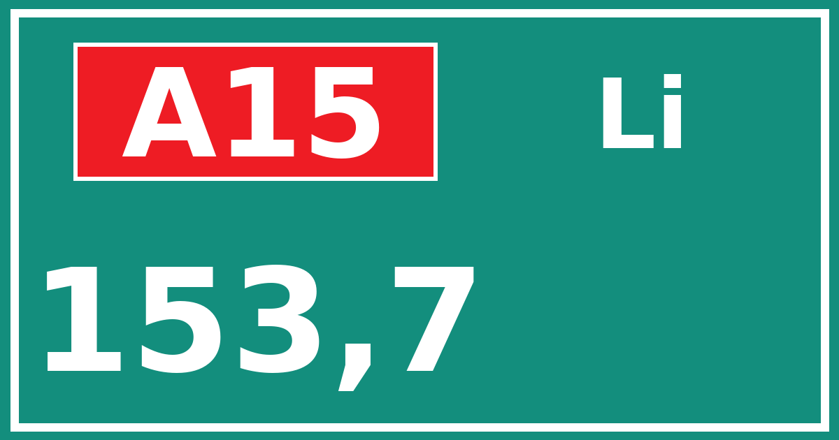 Hectometerbord A15 153,7 zijde Li