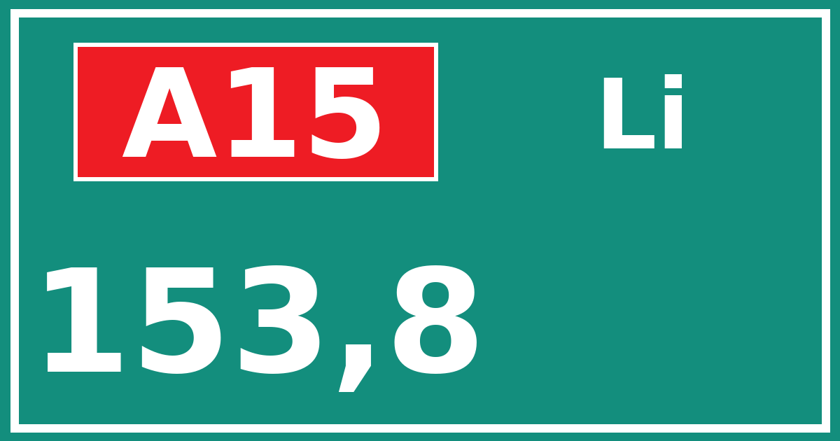 Hectometerbord A15 153,8 zijde Li