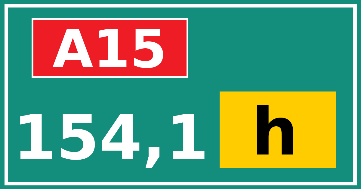 Hectometerbord A15 154,1 letter h