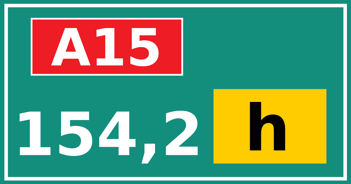 Hectometerbord A15 154,2 letter h