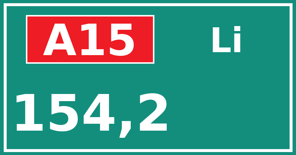 Hectometerbord A15 154,2 zijde Li