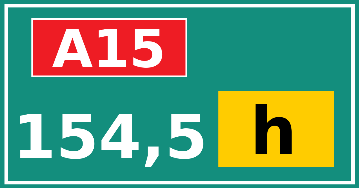 Hectometerbord A15 154,5 letter h