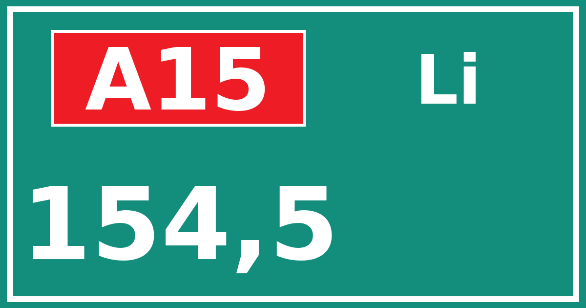 Hectometerbord A15 154,5 zijde Li