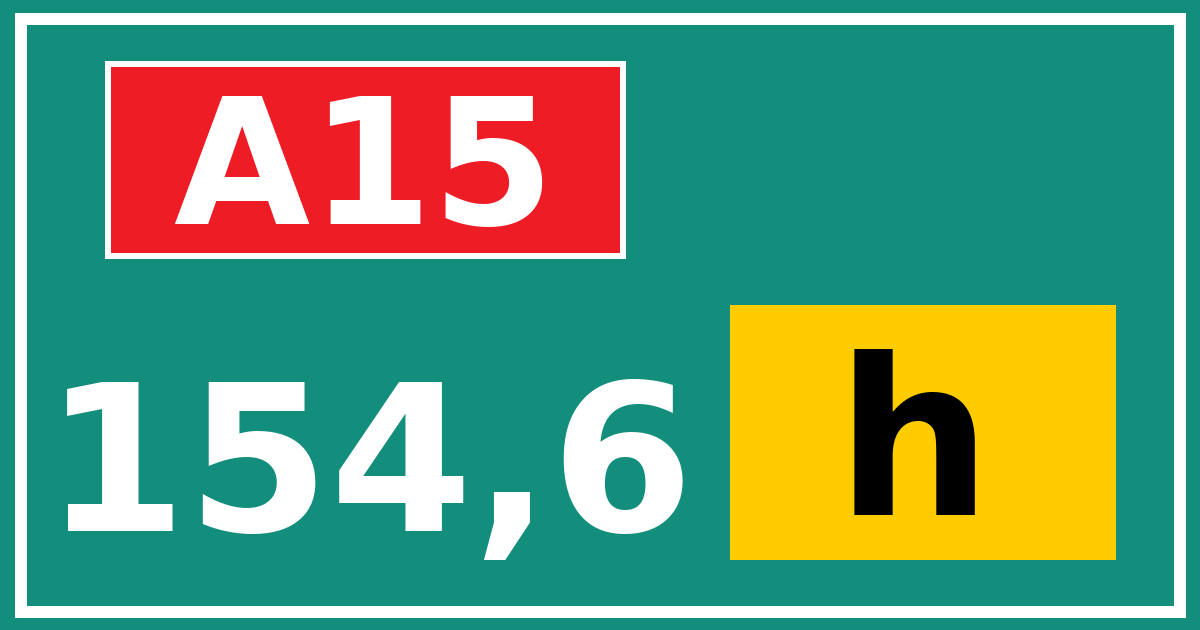 Hectometerbord A15 154,6 letter h