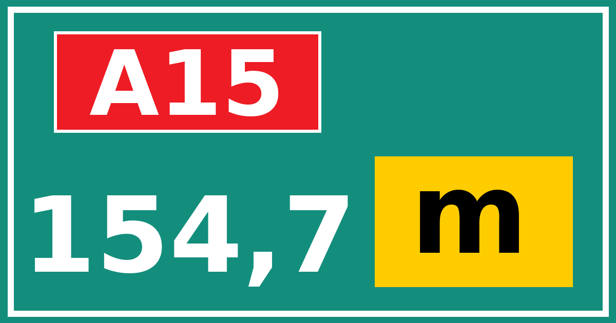 Hectometerbord A15 154,7 letter m