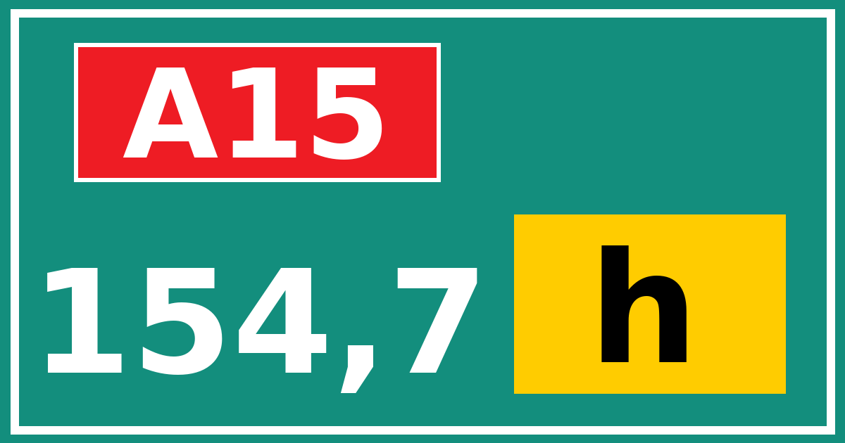 Hectometerbord A15 154,7 letter h