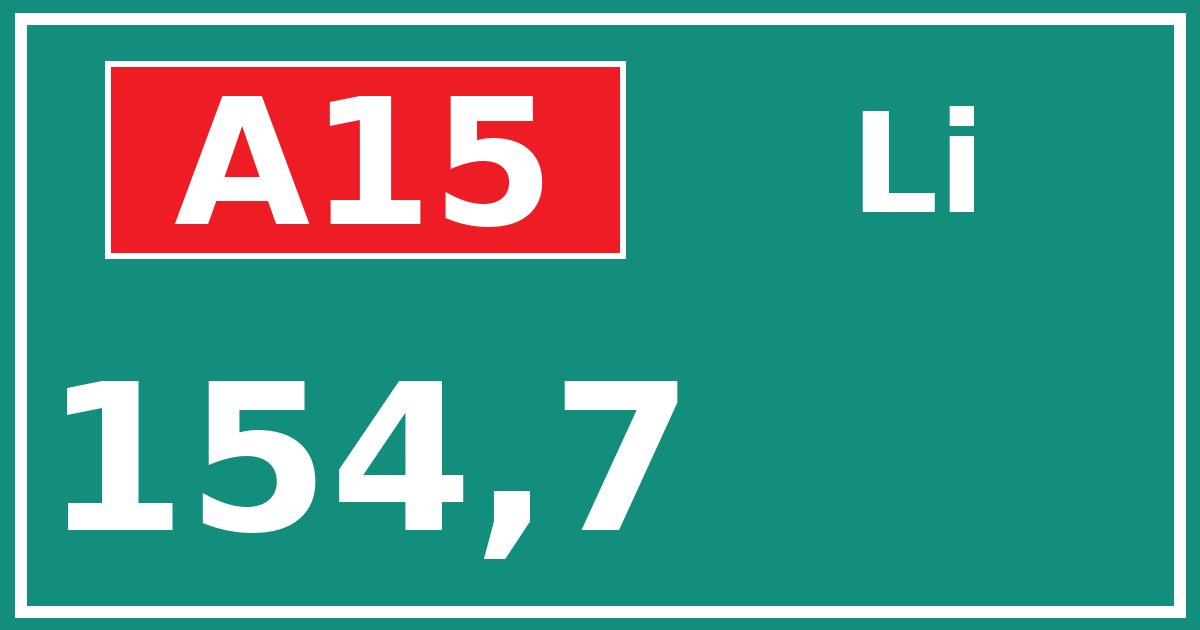 Hectometerbord A15 154,7 zijde Li