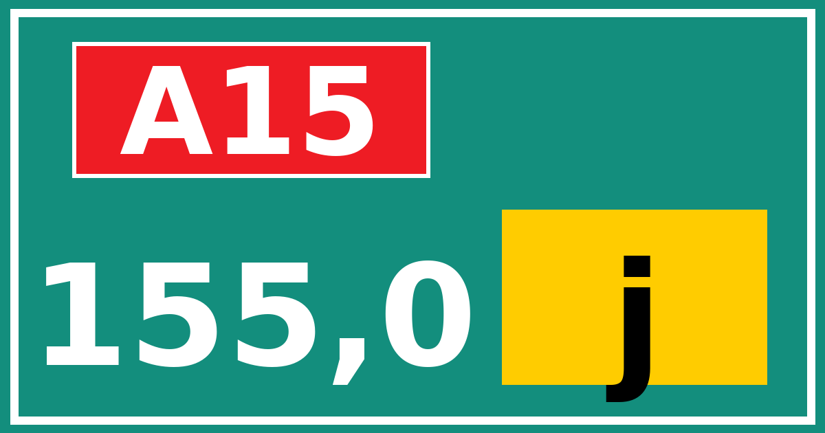 Hectometerbord A15 155,0 letter j