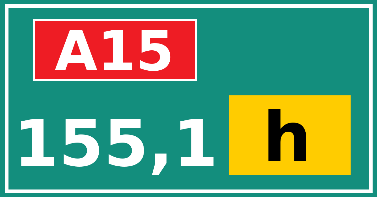 Hectometerbord A15 155,1 letter h