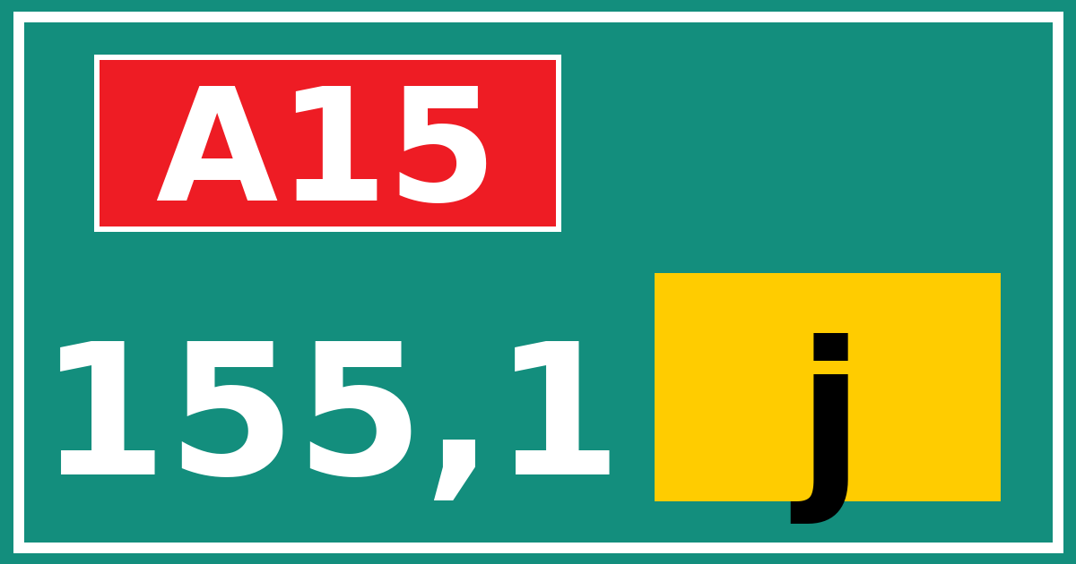 Hectometerbord A15 155,1 letter j