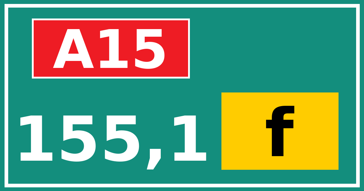 Hectometerbord A15 155,1 letter f
