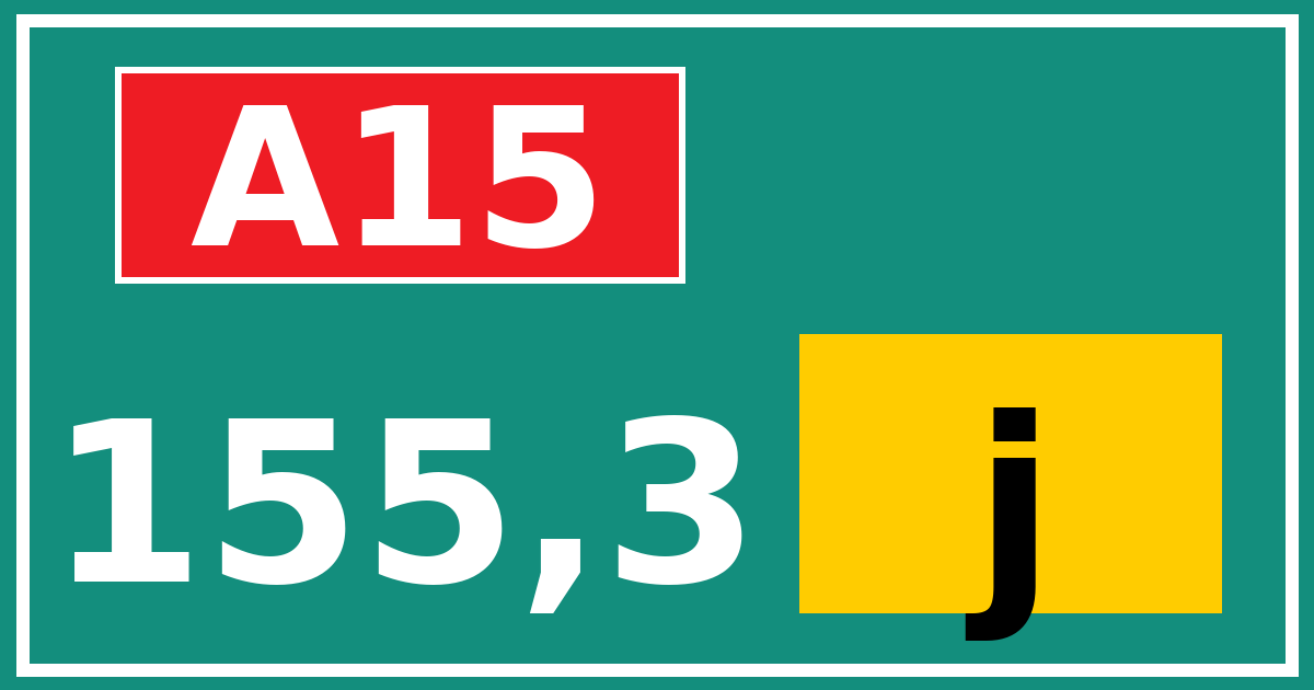 Hectometerbord A15 155,3 letter j