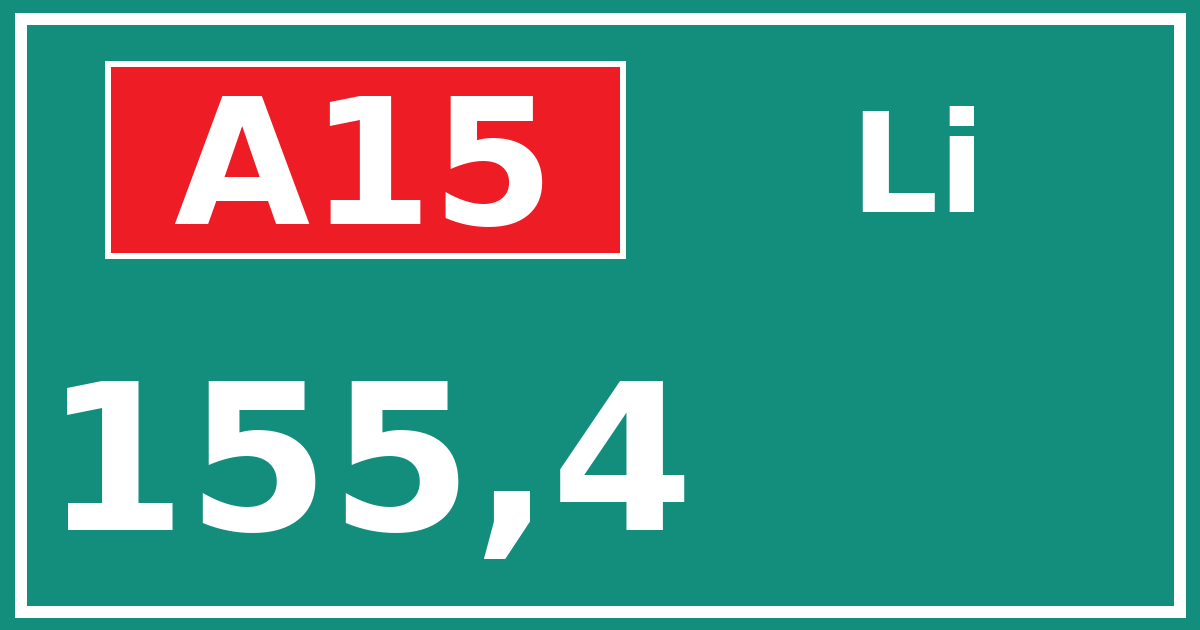 Hectometerbord A15 155,4 zijde Li