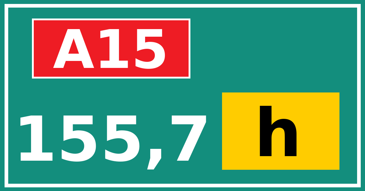 Hectometerbord A15 155,7 letter h