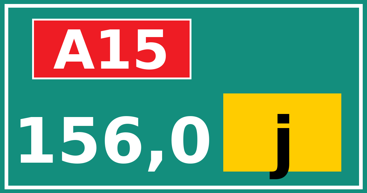 Hectometerbord A15 156,0 letter j