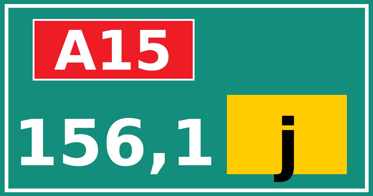 Hectometerbord A15 156,1 letter j