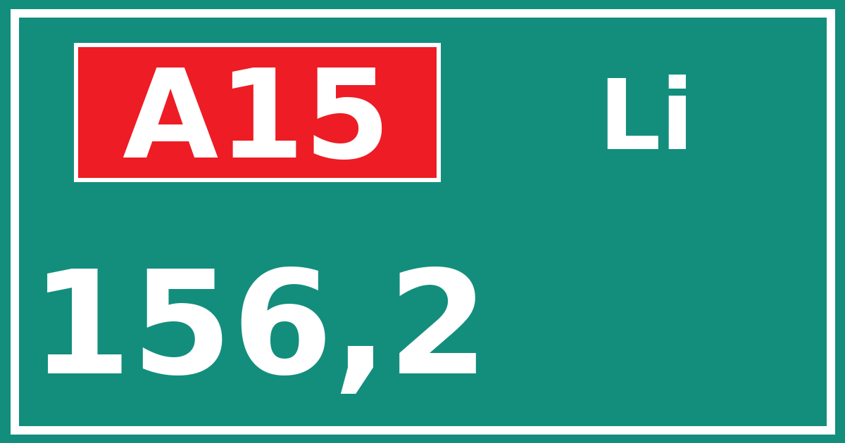 Hectometerbord A15 156,2 zijde Li